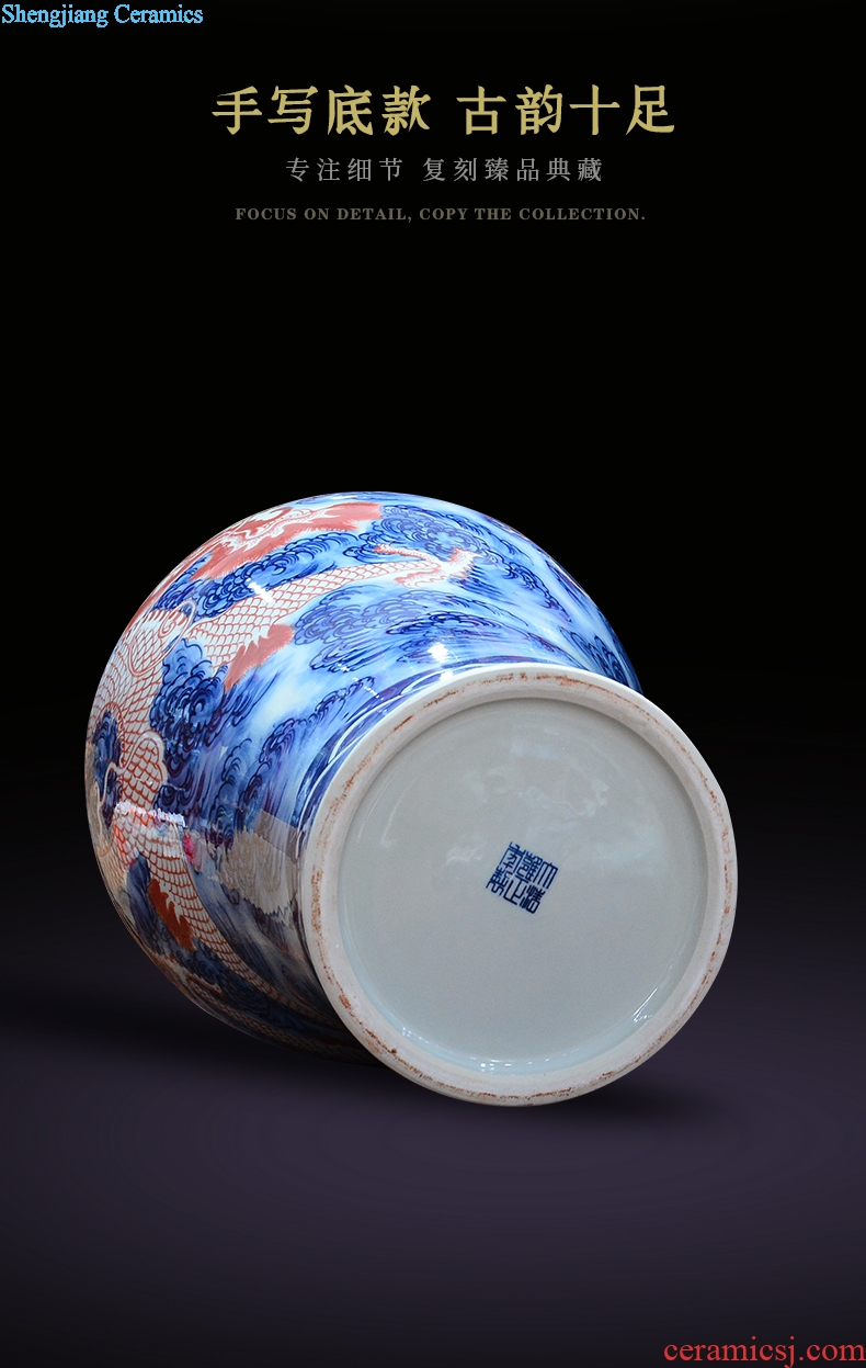 Jingdezhen ceramics imitation qing qianlong hand-painted of blue and white porcelain dragon mei bottles of new Chinese style sitting room adornment is placed