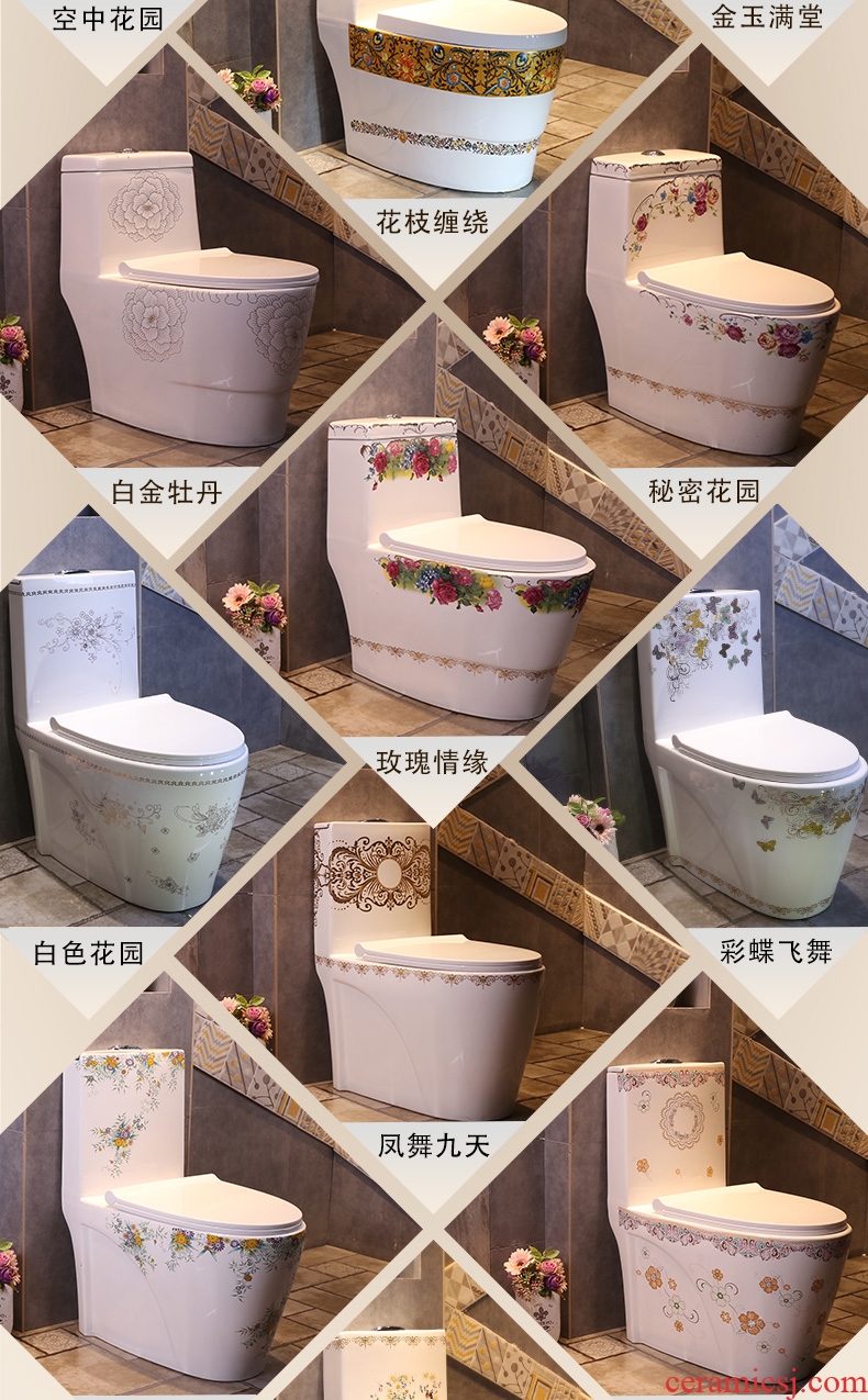 JingYan Mediterranean color art ceramic toilet european-style Nordic siphon ordinary household toilet implement