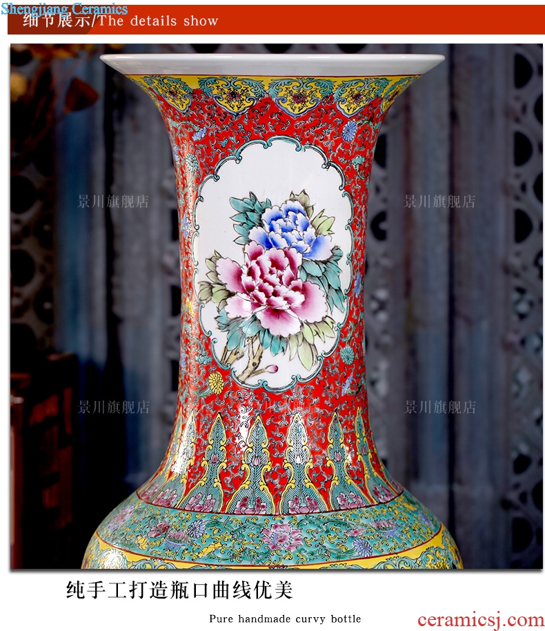 Jingdezhen ceramics hand-painted pastel phoenix peony Chinese style of large vase vases sitting room adornment is placed