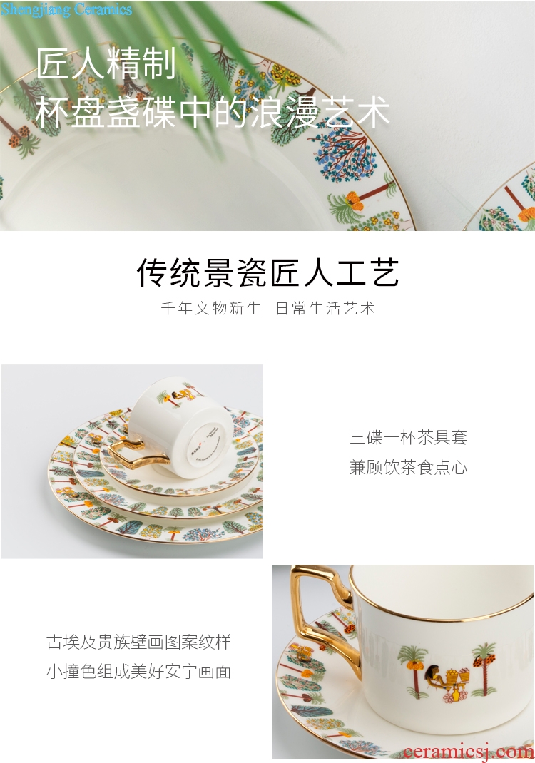 The British museum cooperation bone porcelain Italian small european-style luxury ceramic coffee cup breakfast food tableware suit one person