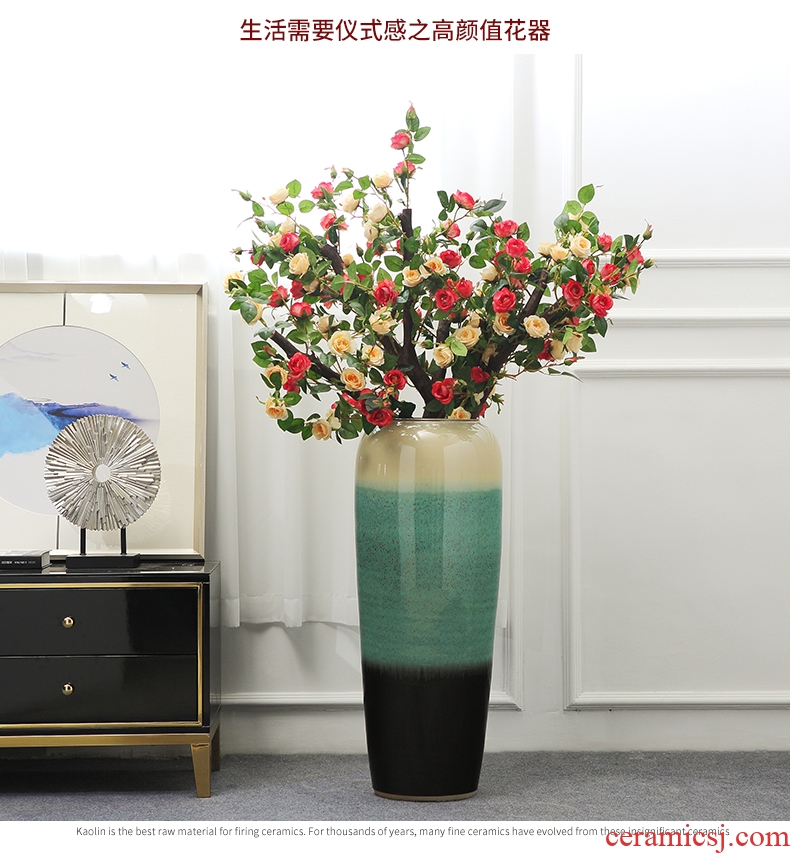 Jingdezhen large landing simulation plant fake flower flower vase furnishing articles European style living room home decoration flowers furnishings