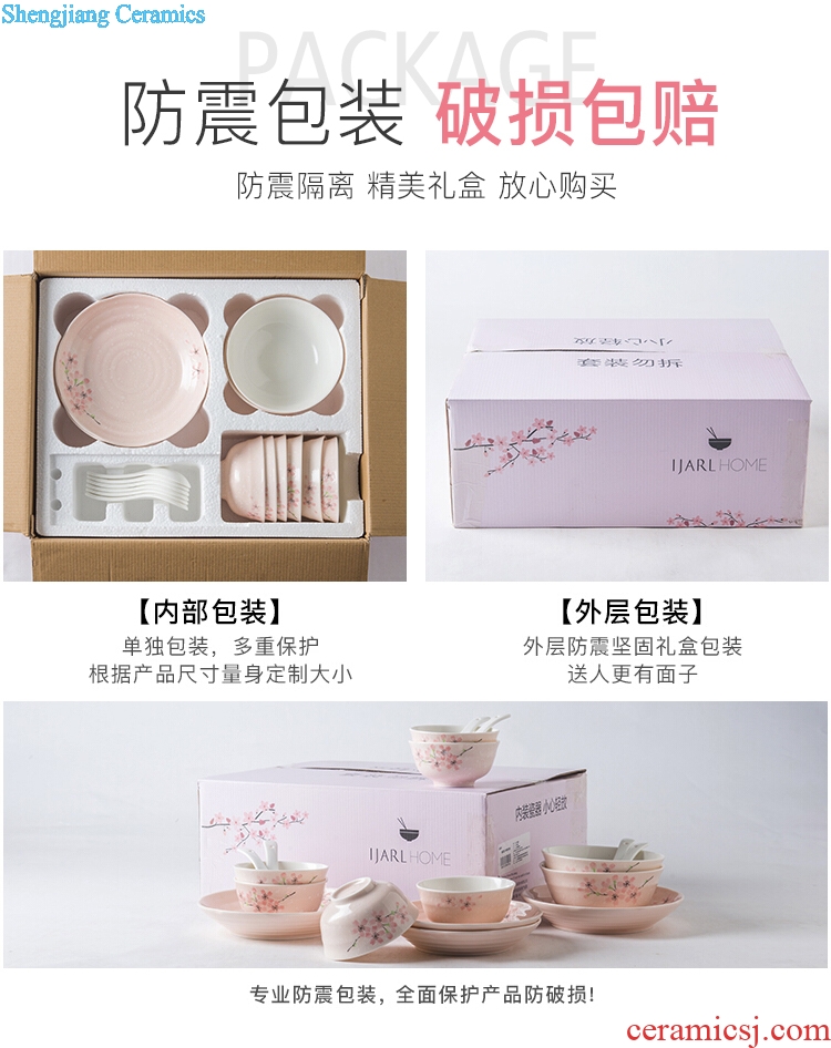Ijarl million jia Japanese under the glaze color hand-painted sakura snow covered 18 times household ceramic dish plate tableware suit