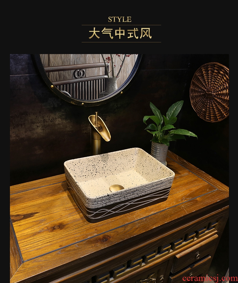 JingYan frosted small square ceramic art stage basin sinks small size on the sink Chinese basin