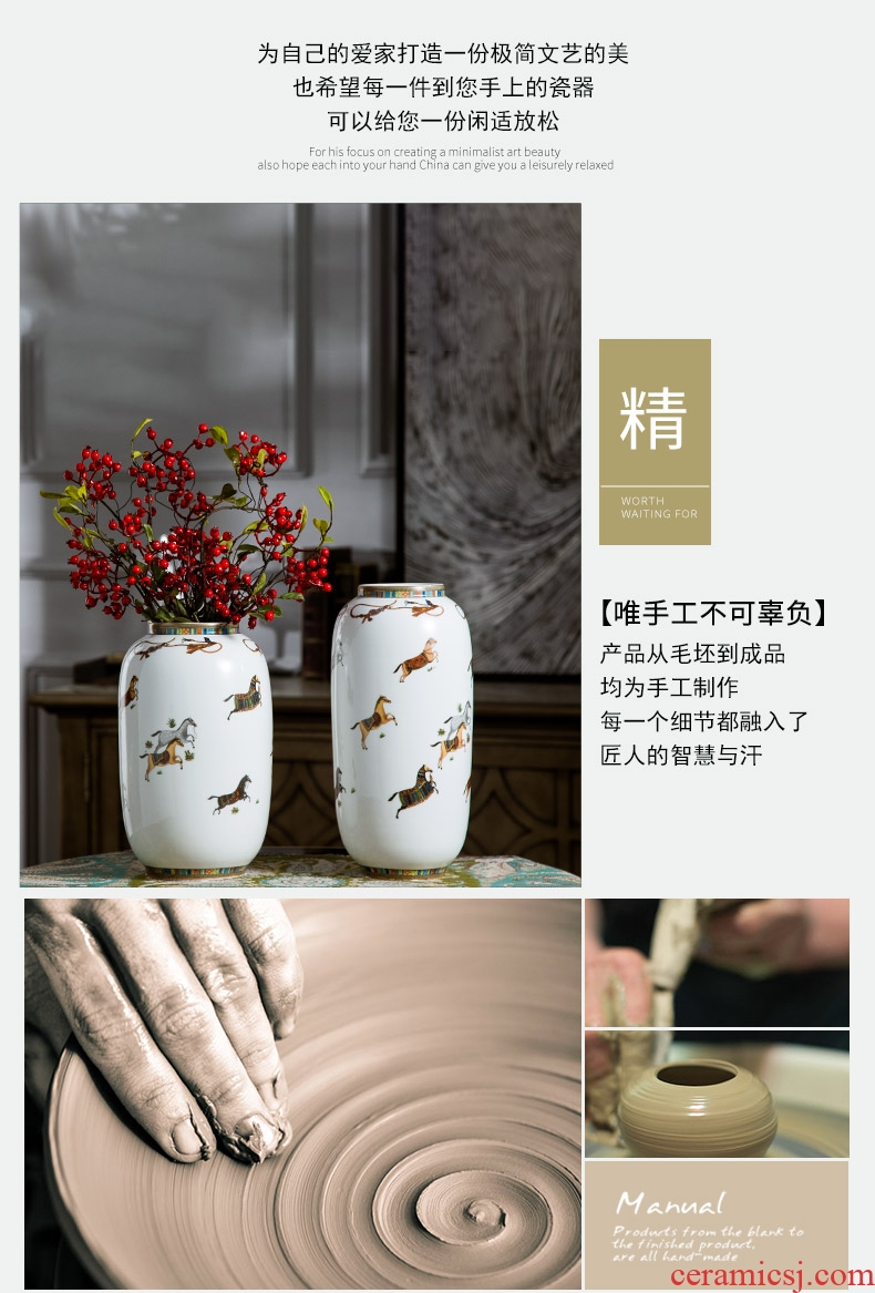 Jingdezhen ceramic dry flower vase furnishing articles sitting room adornment flower arranging creative household decoration TV table wine