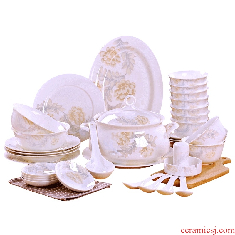 Jingdezhen ceramic tableware suit dishes ceramics dishes suit dishes home eat rice bowl porringer combination