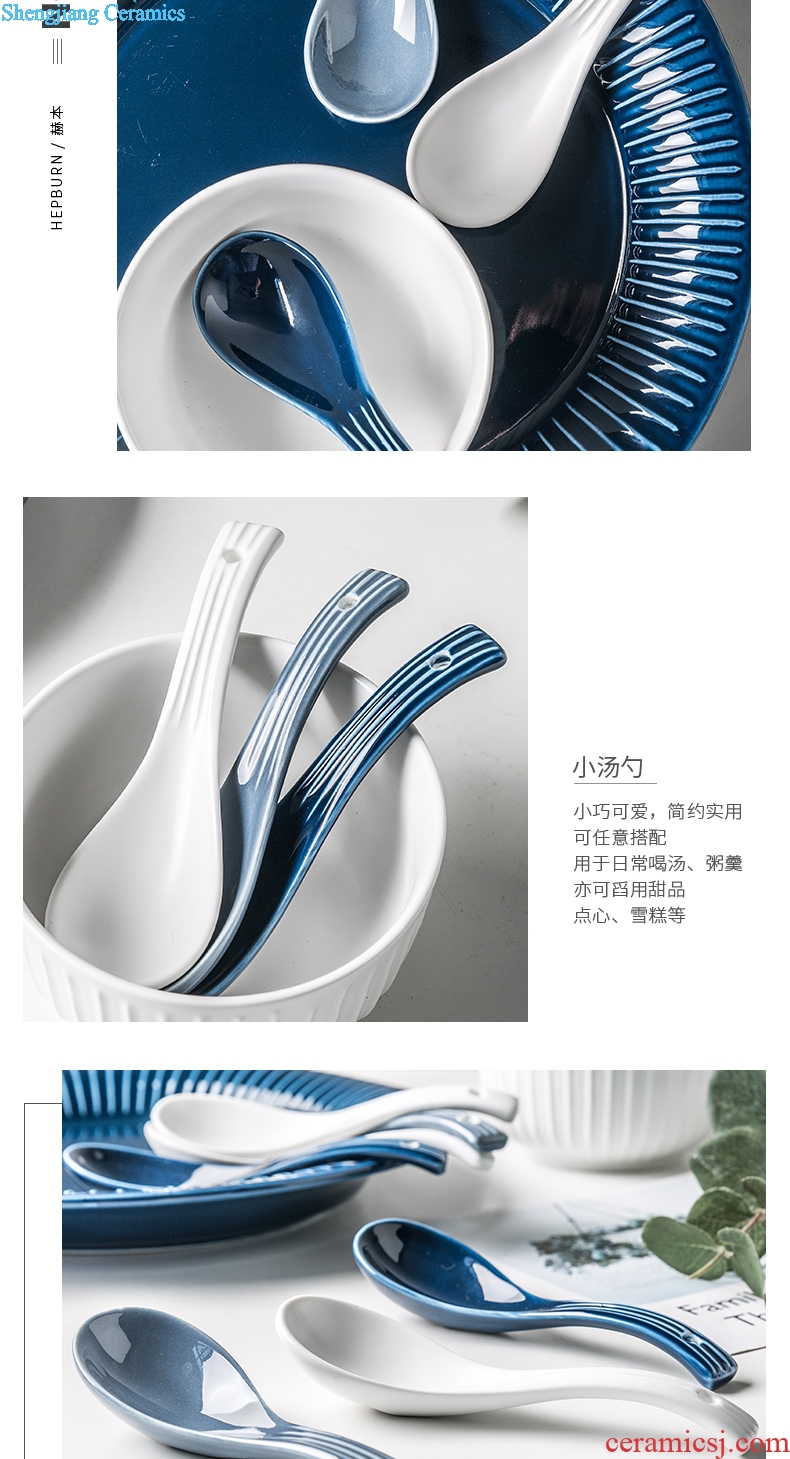 Household tablespoons of long handle drink soup spoon creative contracted small spoon Nordic ceramic spoon spoon eat porridge spoon scoop