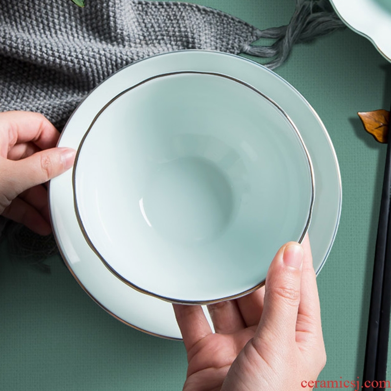 Jingdezhen pumpkin ceramic household web celebrity eat bowl plates nice bowl rainbow noodle bowl large soup bowl a single plate