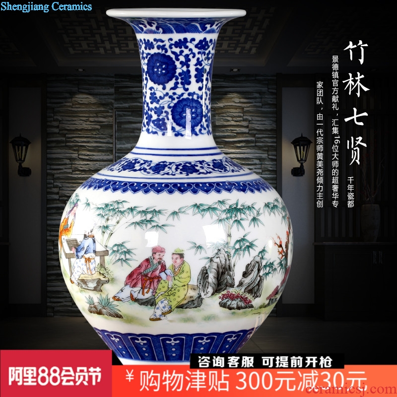 Jingdezhen ceramic seven sages of bamboo forest contracted and contemporary floret bottle mesa study office desktop sitting room adornment