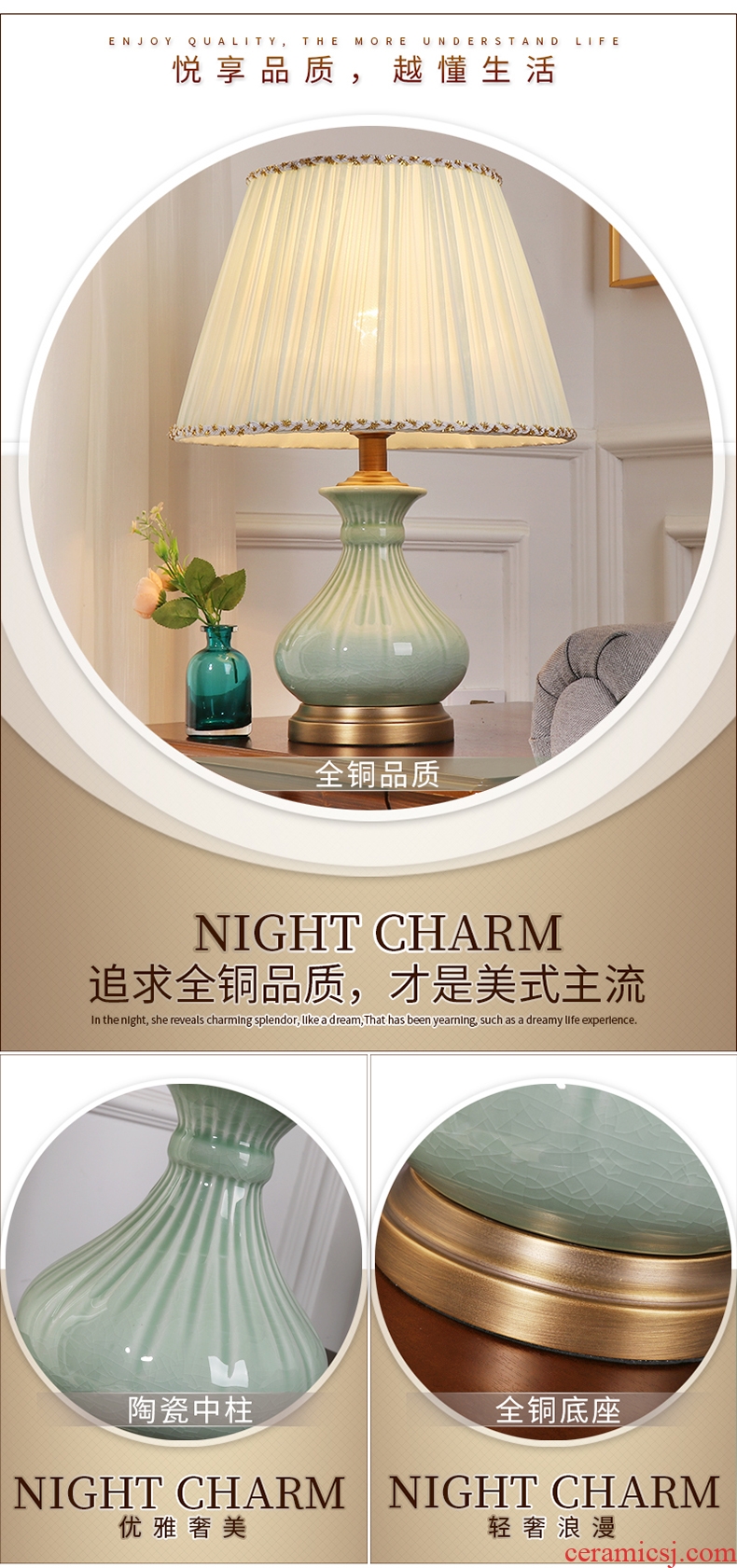 Europe type desk lamp bedroom nightstand lamp creative contracted American study warm and romantic home decoration ceramic lamps and lanterns