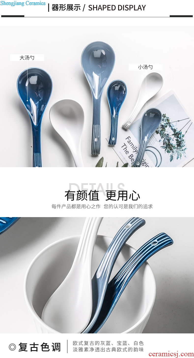 Household tablespoons of long handle drink soup spoon creative contracted small spoon Nordic ceramic spoon spoon eat porridge spoon scoop