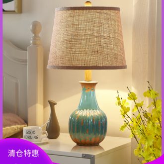 American restore ancient ways small desk lamp bedroom berth lamp European ceramic contracted and contemporary sitting room warm warm light married marriage room
