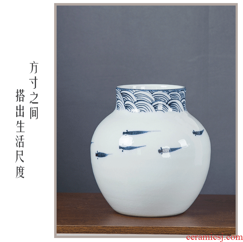 Jingdezhen modern household adornment new Chinese TV ark ceramic vase the sitting room porch creative furnishing articles