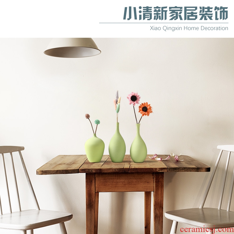Floret bottle furnishing articles flower arranging rural ins home wine sitting room adornment small pure and fresh and green ceramic dry flower vase