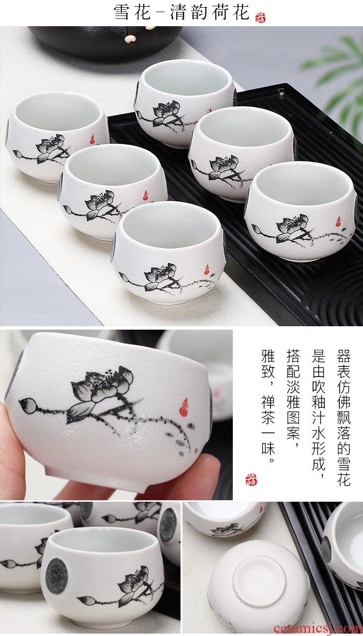 Leopard lam kung fu small ceramic cups of tea light bowl tea master sample tea cup purple sand cup tea of blue and white porcelain