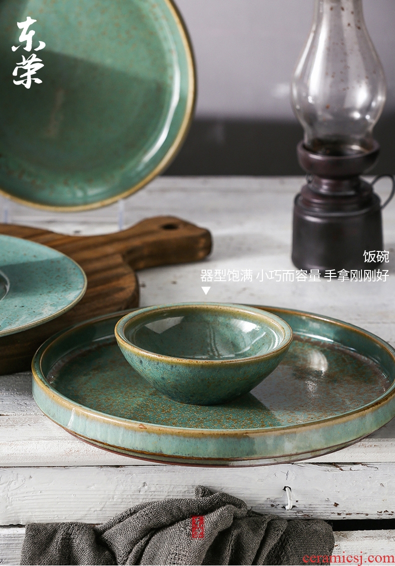 Japanese dishes suit household eat bowl archaize ceramic Japanese Korean bowl dishes combination of 4 sets of tableware by hand