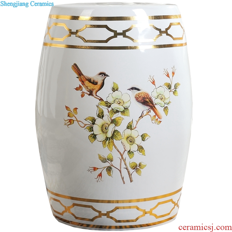 American painting of flowers and ceramic drum stool jingdezhen porcelain pier porcelain stool cold pier in shoes stool guzheng stool stool light luxury furnishing articles