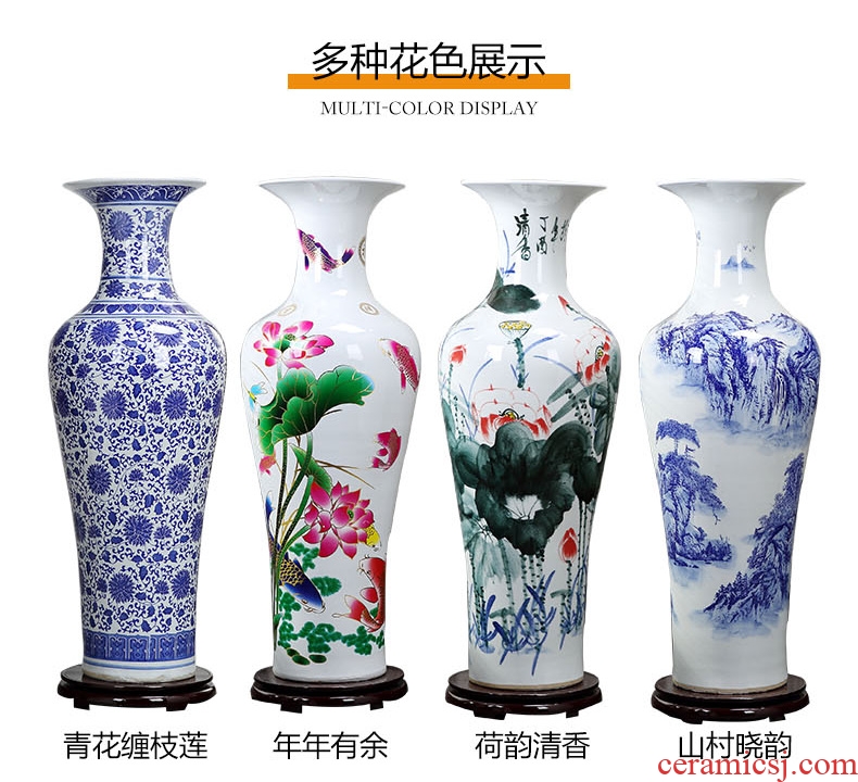 Jingdezhen ceramics of large vases, hand-painted potted european-style flower arrangement sitting room adornment is placed in porch sweets