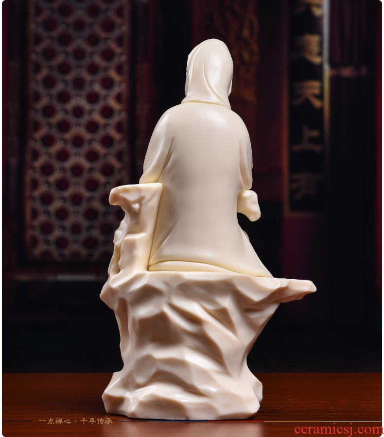 Bm provincial master Lin Jiansheng works yellow jade porcelain ceramic Buddha furnishing articles life guanyin D03-135