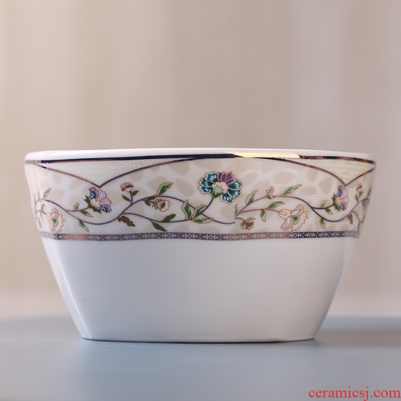 Jingdezhen ceramic square bowl to eat bread and butter of household of Chinese style originality contracted 4.5 inch single soup bowl dishes suit