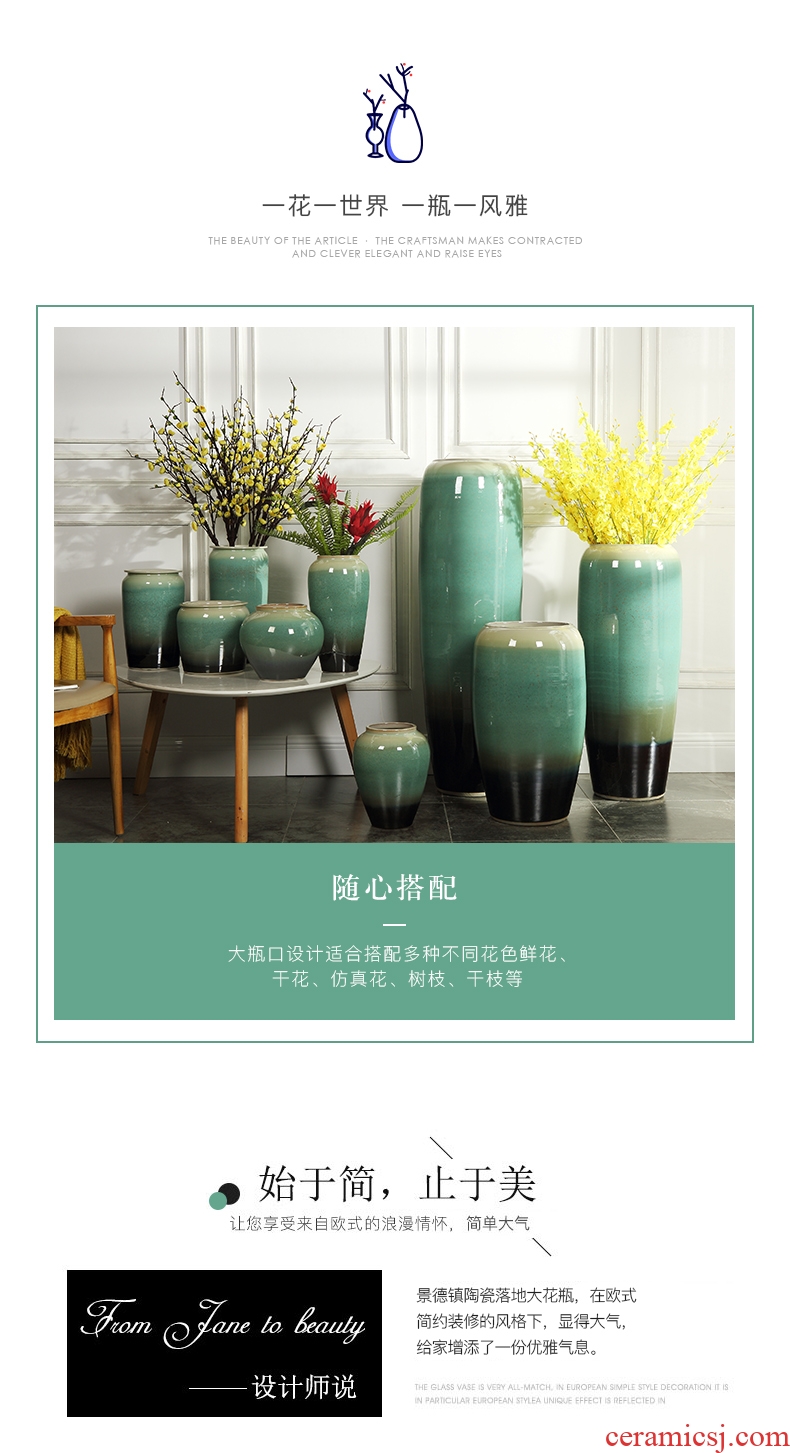 Jingdezhen ceramic vase of large modern European sitting room hotel villa dried flowers flower arrangement, adornment is placed