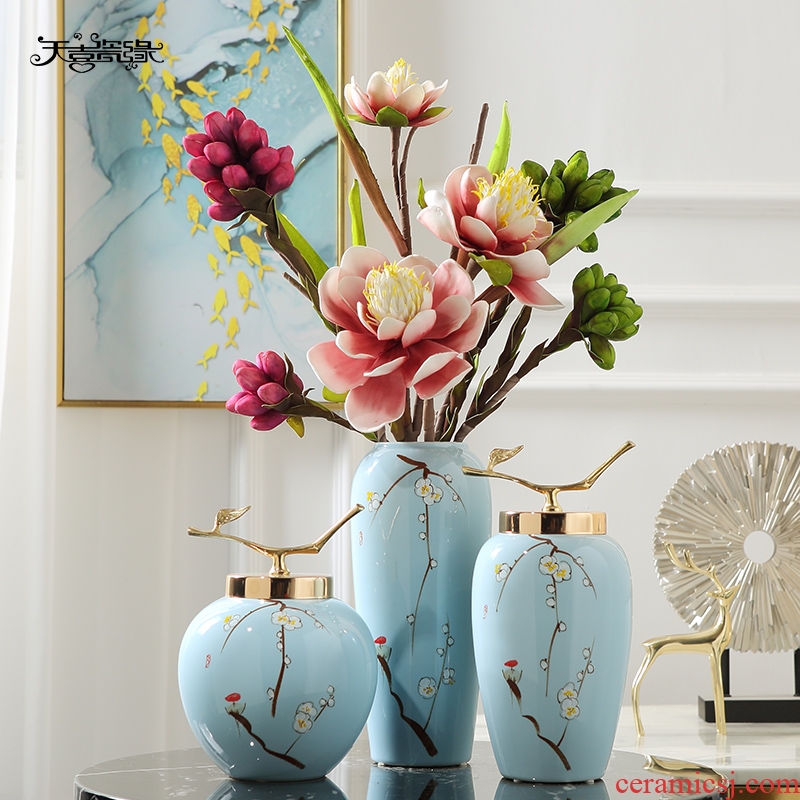 New Chinese style of jingdezhen ceramics hand-painted vases, flower arranging the sitting room porch tea table table household adornment furnishing articles