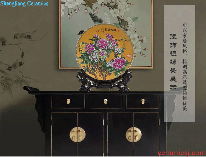 Jingdezhen ceramic blooming flowers hang dish decorative plates home sitting room adornment is placed a wedding gift