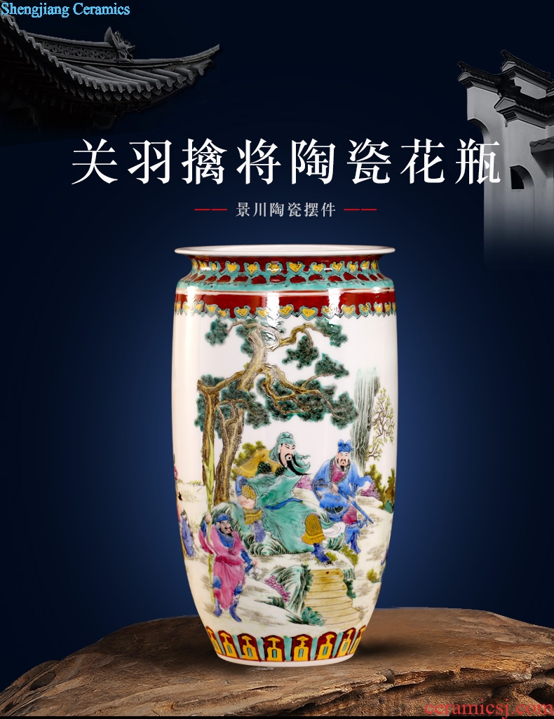 Jingdezhen ceramic hand-painted guan yu tackled receive furnishing articles home sitting room vase mesa study Chinese calligraphy and painting