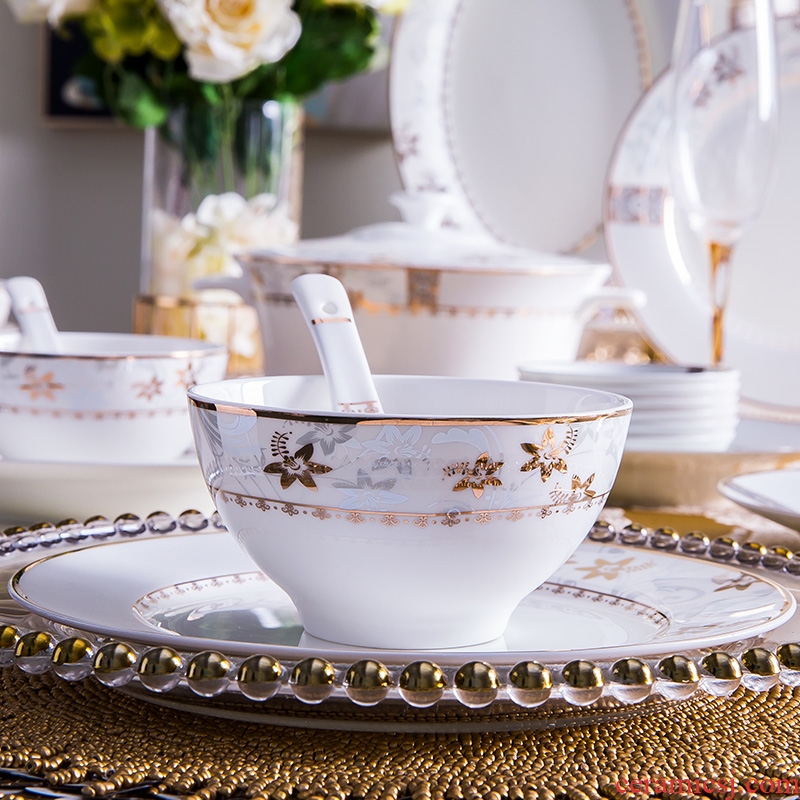 Fiji trent european-style jingdezhen suit dishes domestic high-grade bone China tableware ceramics dishes suit household