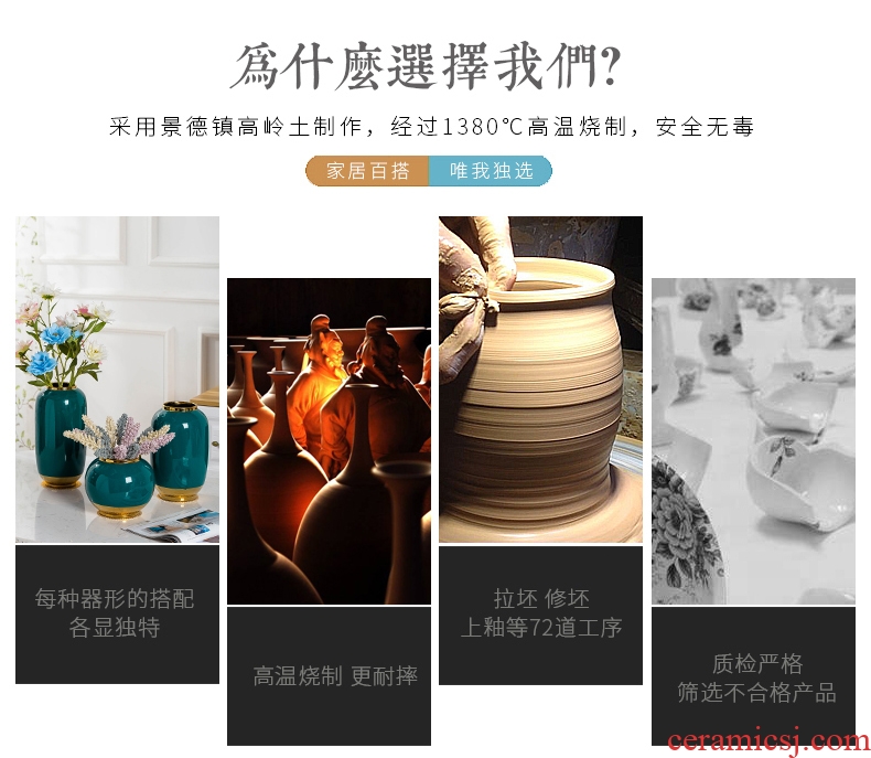 Jingdezhen ceramic vase furnishing articles table contemporary and contracted Europe type household decorative dried flowers sitting room creative bottle arranging flowers