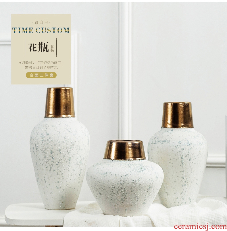 European sitting room ark of jingdezhen ceramic vases, contemporary and contracted household decorative dried flowers coarse pottery furnishing articles flower arrangement