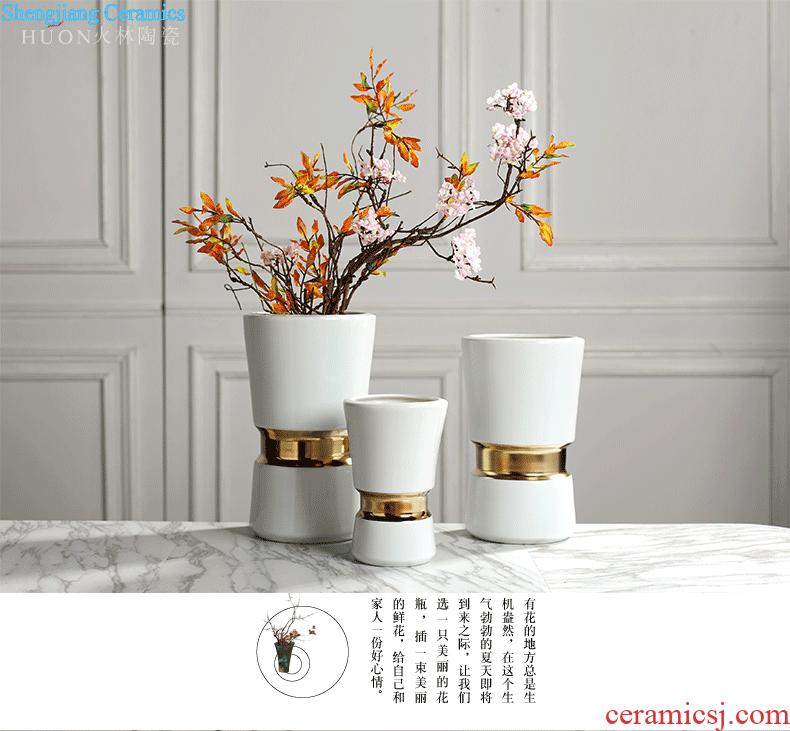 Modern light luxury household ceramic vase sample room soft adornment Nordic dried flowers, flower arranging flowers, furnishing articles soft outfit