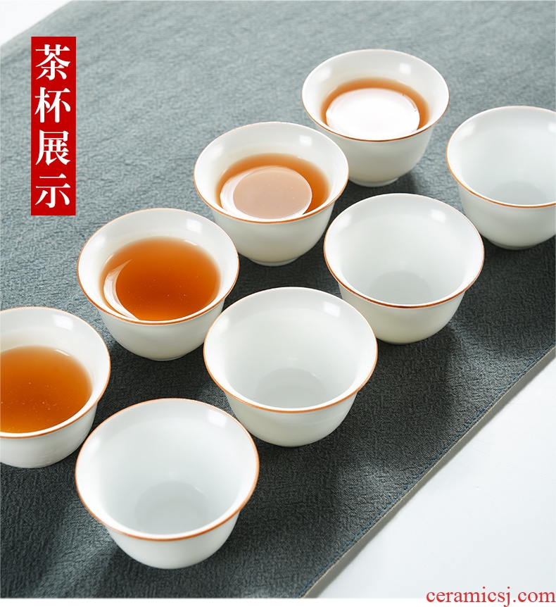 Beauty cabinet kung fu tea tea set of household ceramic white porcelain cup tea tureen teapot tea of a complete set of zero