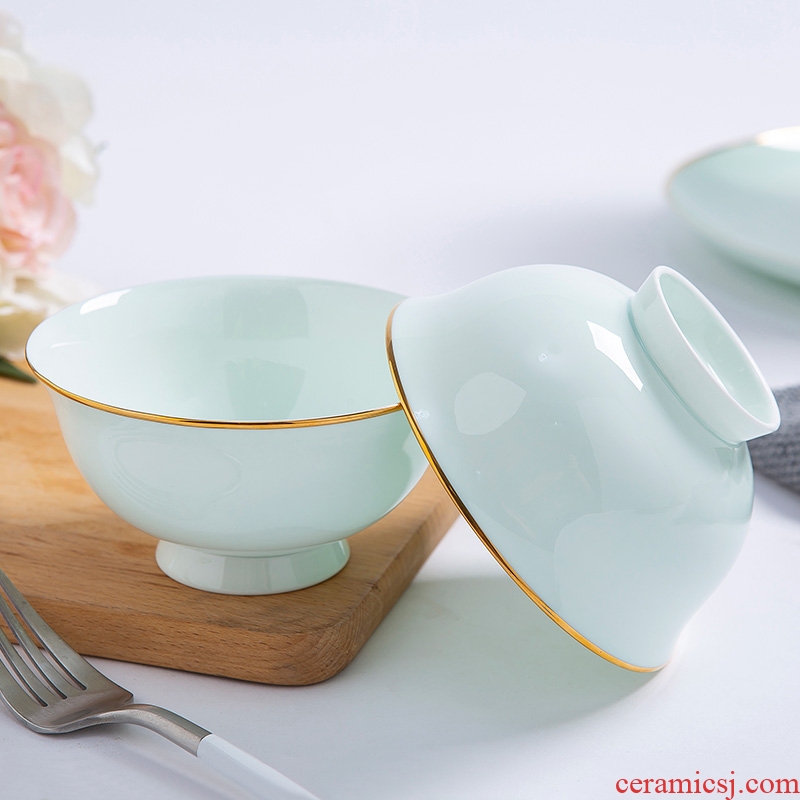 Jingdezhen ceramic household 4.5 inch bowl phnom penh 4/6/10 Chinese celadon bowls set a ceramic bowl