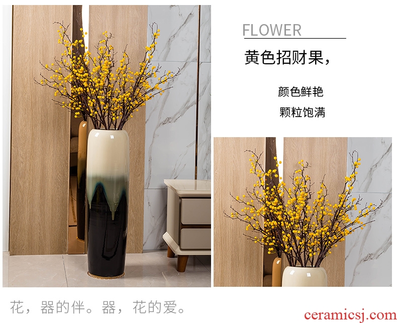 Jingdezhen ceramic vase landing large dried flower adornment is placed high Chinese contemporary and contracted sitting room European flower arrangement