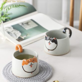 Mark cup Nordic ins cartoon dog ceramic coffee cup manually cute shiba inu creative valentine's birthday present
