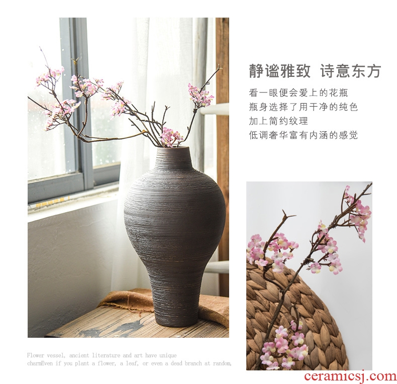 Jingdezhen ceramic mesa floret bottle coarse pottery zen Chinese style restoring ancient ways in dry flower is placed the living room table decorations