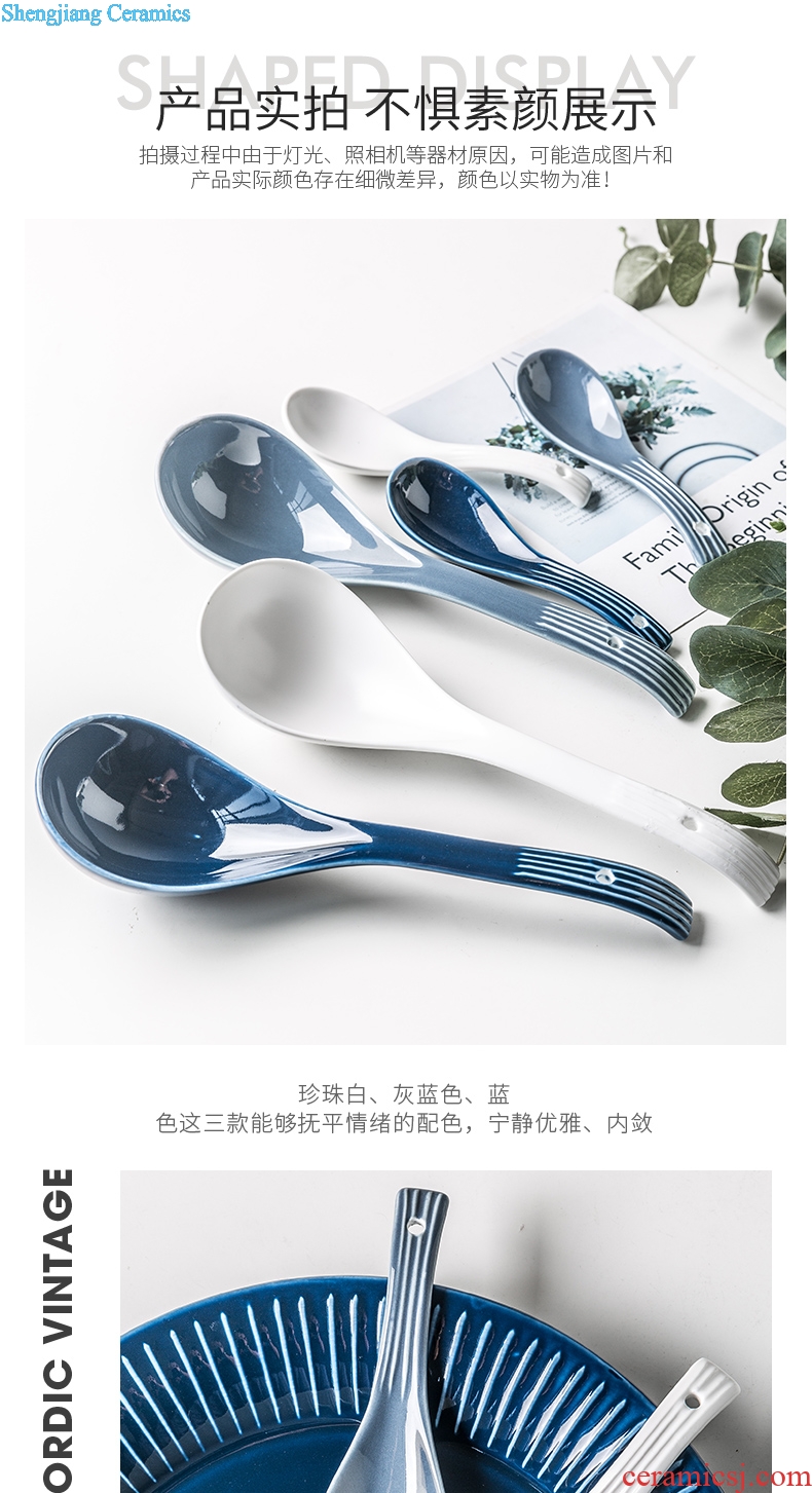 Household tablespoons of long handle drink soup spoon creative contracted small spoon Nordic ceramic spoon spoon eat porridge spoon scoop