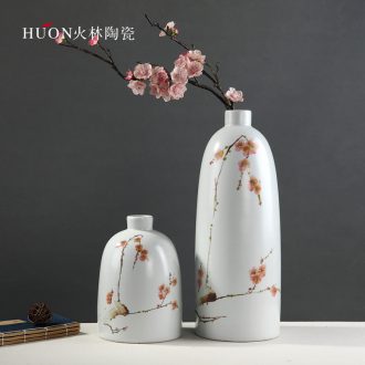 Modern new Chinese vase furnishing articles hand-painted plum blossom white ceramic sitting room TV ark flower arranging zen household act the role ofing is tasted