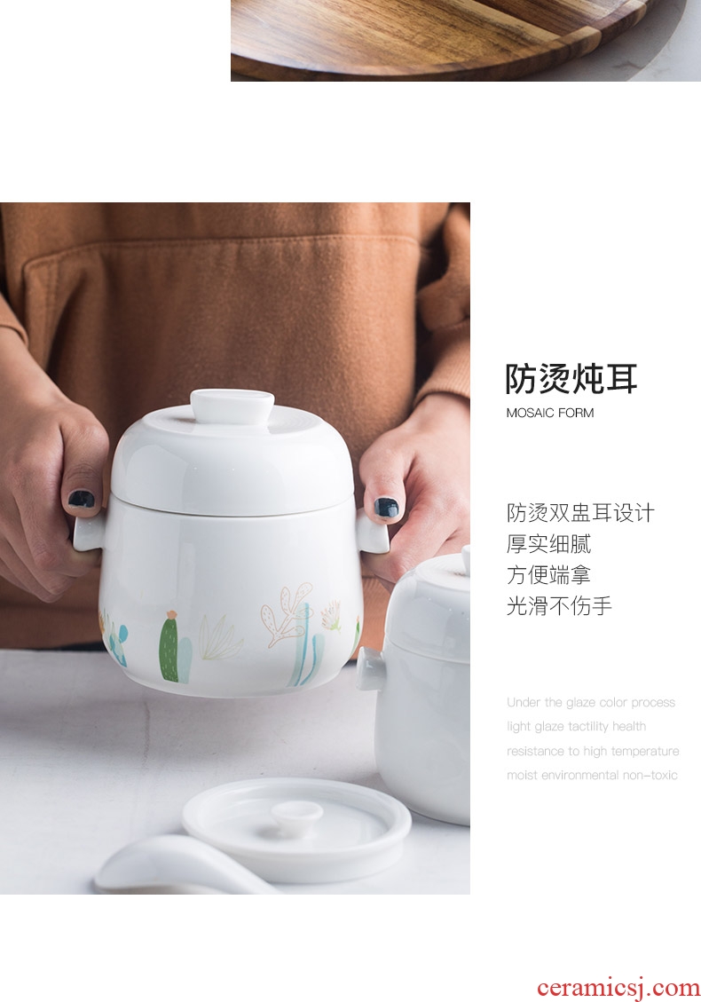 Bird's nest stew water 1-2 with ceramic double stew with cover small Chinese creative individual to offer them steamed steamed egg