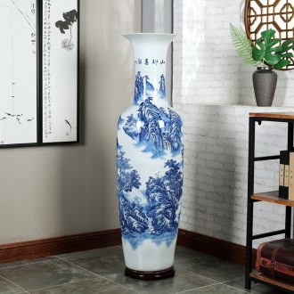Jingdezhen blue and white ceramics guest-greeting pine hotel opening arranging flowers potted sitting room adornment is placed large vase