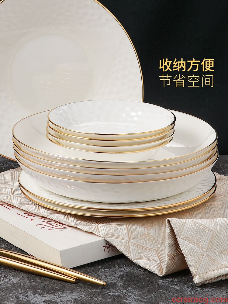 European style phnom penh dish suits home dish bowl chopsticks dishes bone China jingdezhen ceramics cutlery set jade