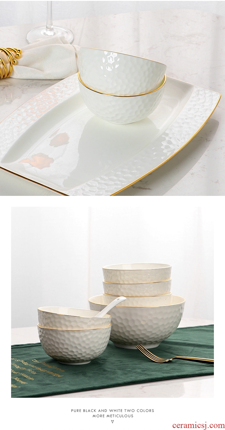 European style phnom penh dish suits home dish bowl chopsticks dishes bone China jingdezhen ceramics cutlery set jade