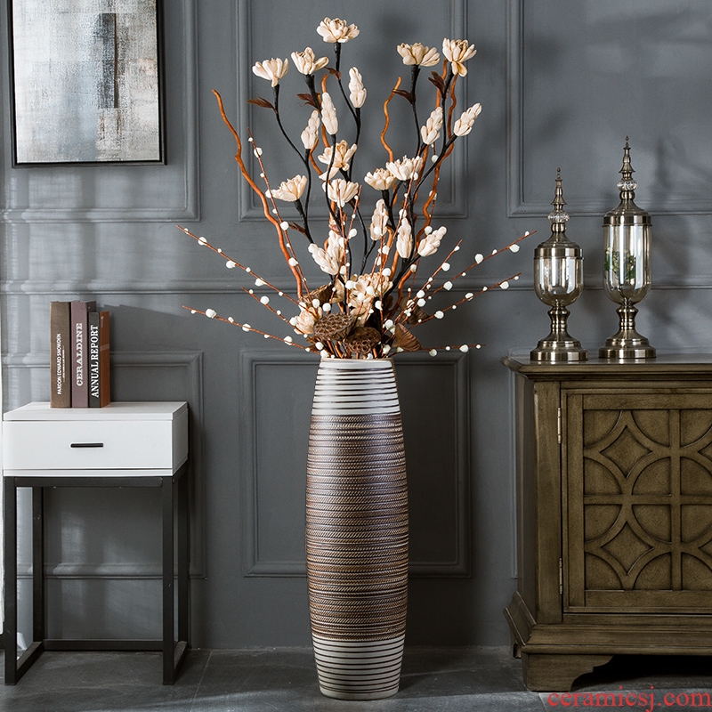 Vase landing light luxury large vases, the sitting room is contemporary and contracted American dry flower arranging flowers tall ancient ceramic furnishing articles