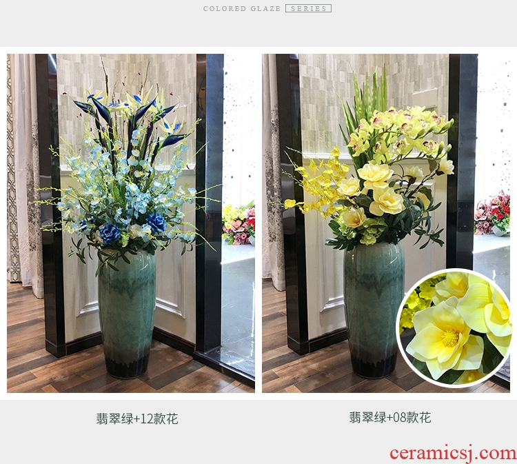 Ceramic simulation of large vase floral inserted dried flowers modern European modern Chinese style hotel villa large living room