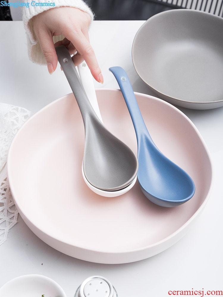 Ijarl million jia creative Nordic ceramic household contracted porridge spoon ladle spoon to eat soup spoon scoop of Ceylon island
