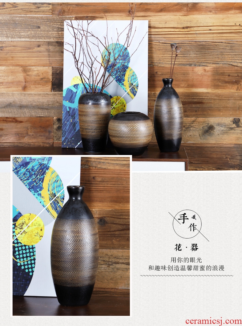 Jingdezhen ceramic vase landing place home porch dried flower adornment sitting room of contemporary and contracted style flower arrangement