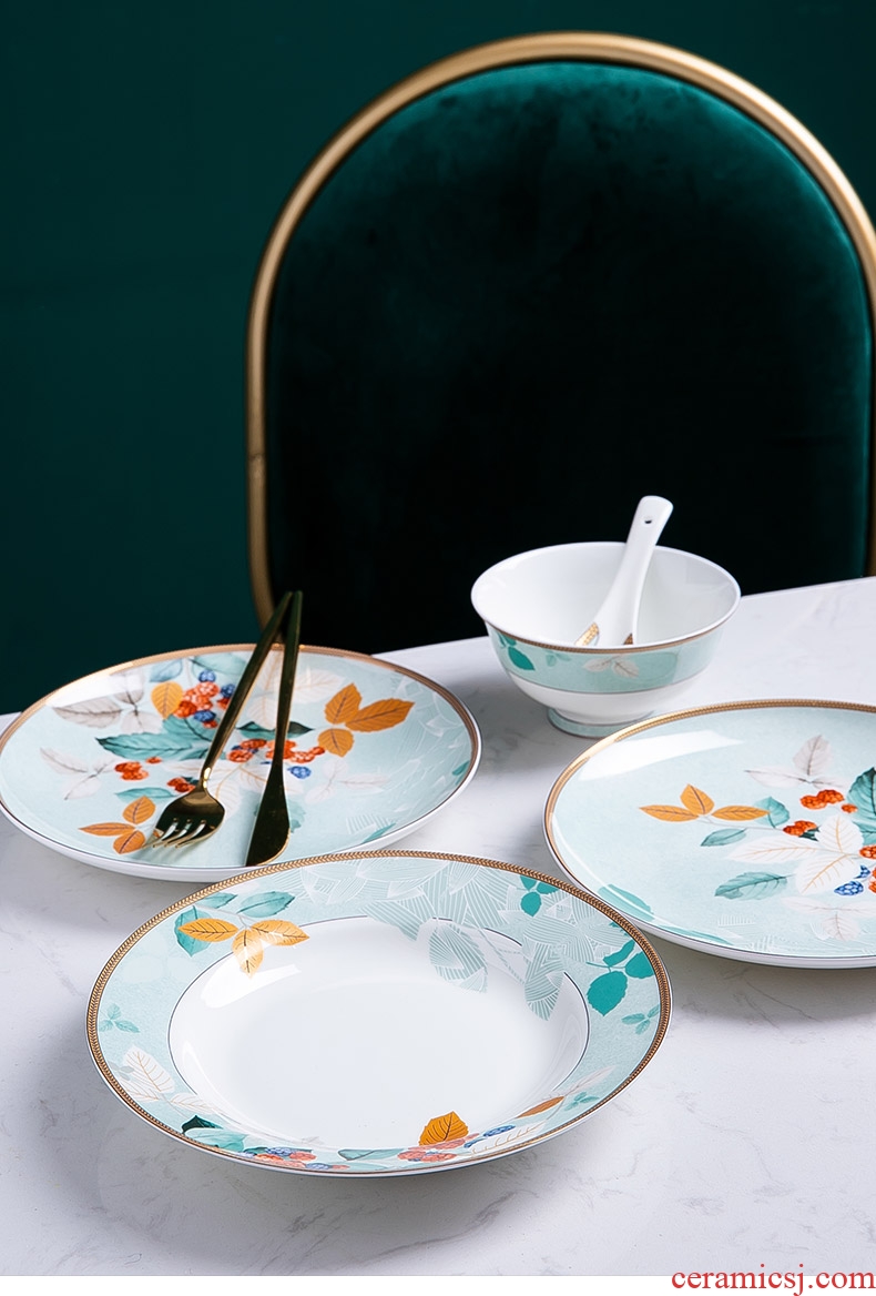 The dishes suit household Chinese jingdezhen ceramic tableware suit individuality creative ceramic dishes chopsticks combination