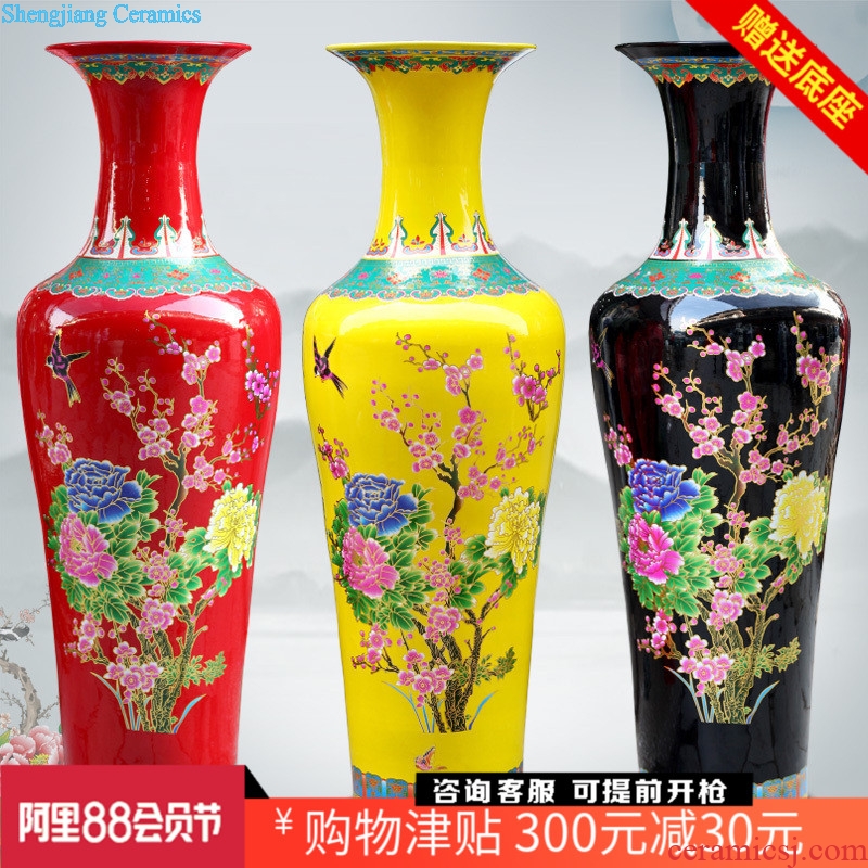 Color porcelain in jingdezhen color glazed pottery of the peony of large vase home sitting room big yards place decorative porcelain bottle