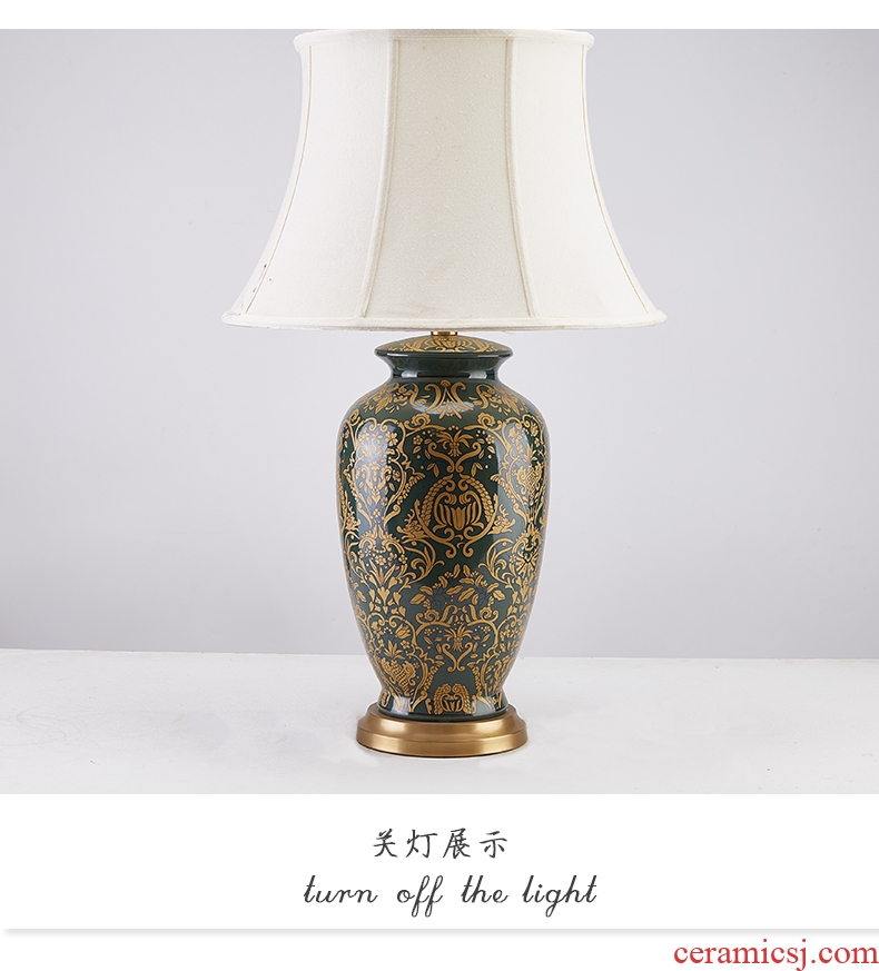 New Chinese style living room bedroom berth lamp between classical european-style villas American example all the copper ceramic lamp
