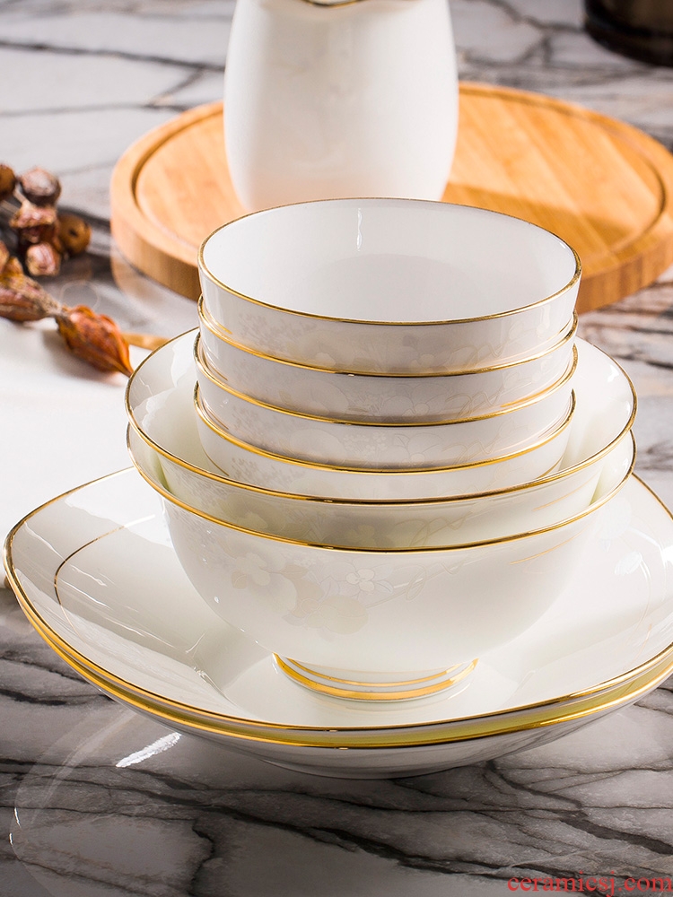 Jingdezhen ceramic tableware European dishes personality upscale luxurious dishes suit household contracted Korean family